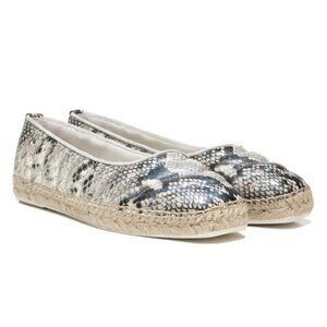 New Franco Sarto L-Kiya Snakeskin Espadrille Raffia Ballet Flat Shoe Sz 8.5